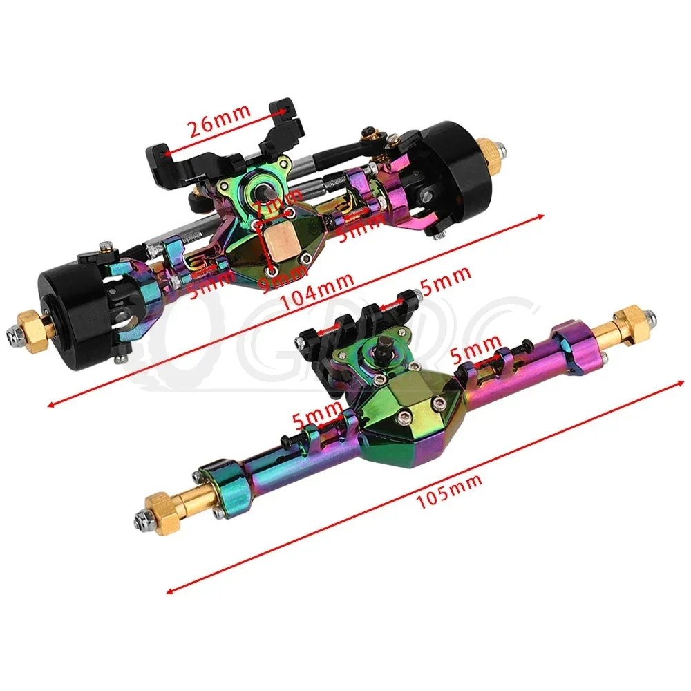 Красочные передние и задние оси из алюминиевого сплава для 1/24 RC Axial SCX24 C10 90081 AXI00002