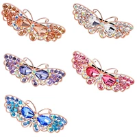 rhinestone butterfly hollow hairpins colorful crystal butterfly hair clips for women pearl barrettes spring clips headwear