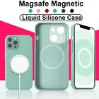 Магнитный чехол Magsafe для телефона с беспроводной зарядкой, жидкий силиконовый чехол для iPhone 13, 12, 11 Pro Max, Mini, XR, X, XS, SE, защитная задняя крышка