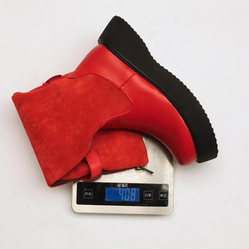 Женские флоковые сапоги на платформе 4 см с круглым носком