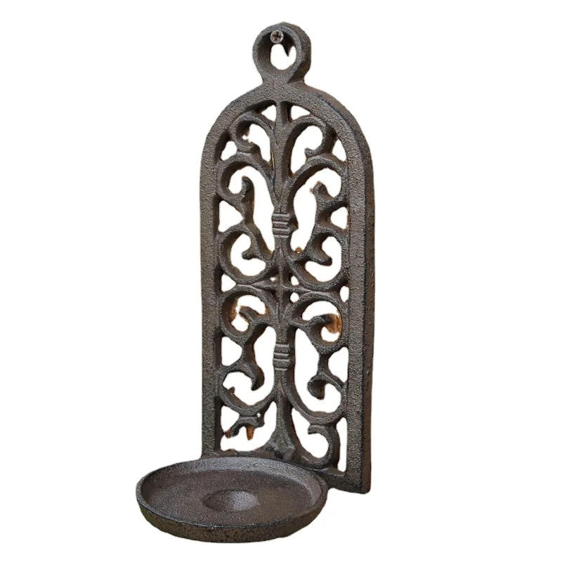 

European Pastoral Cast Iron Arch Hollow Wall Hanging Candle Holder Candle Holder Retro Nostalgic Decoration Garden Home Pendant