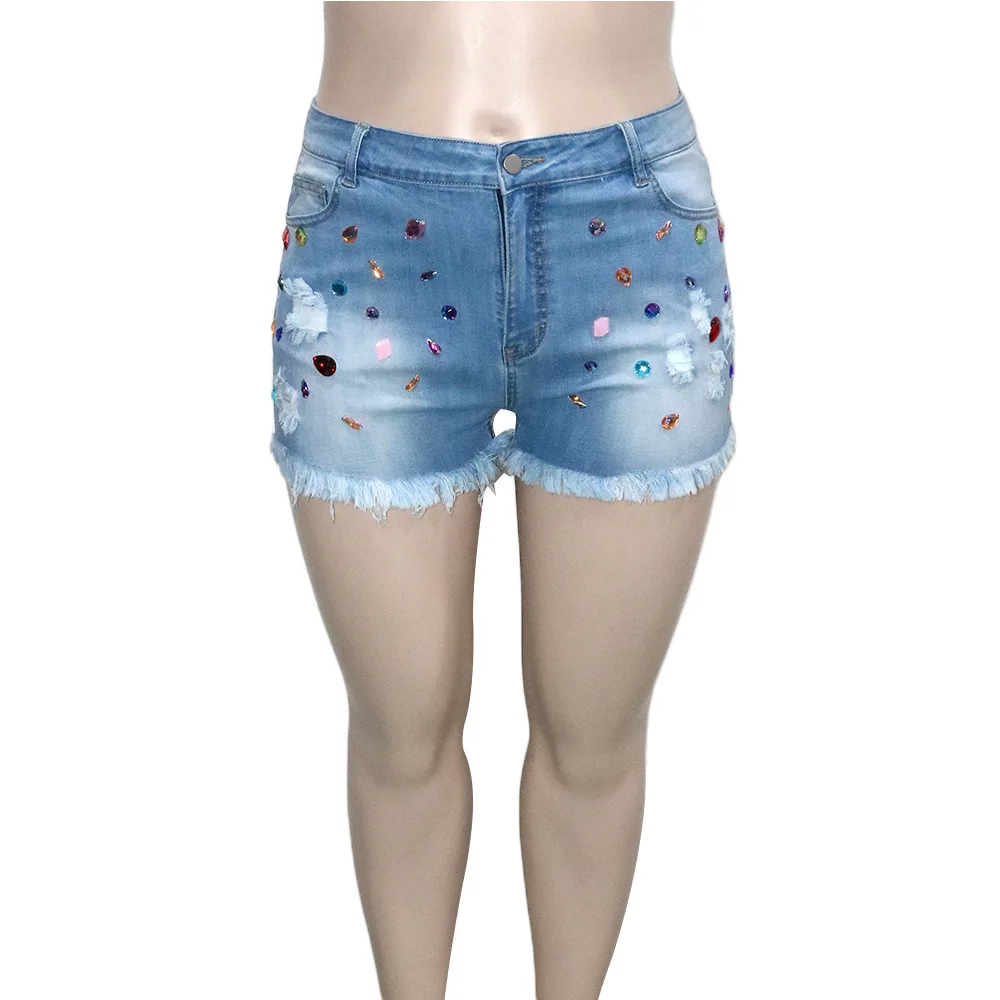 Sexy Hot Rhinestone Short Jeans Women 