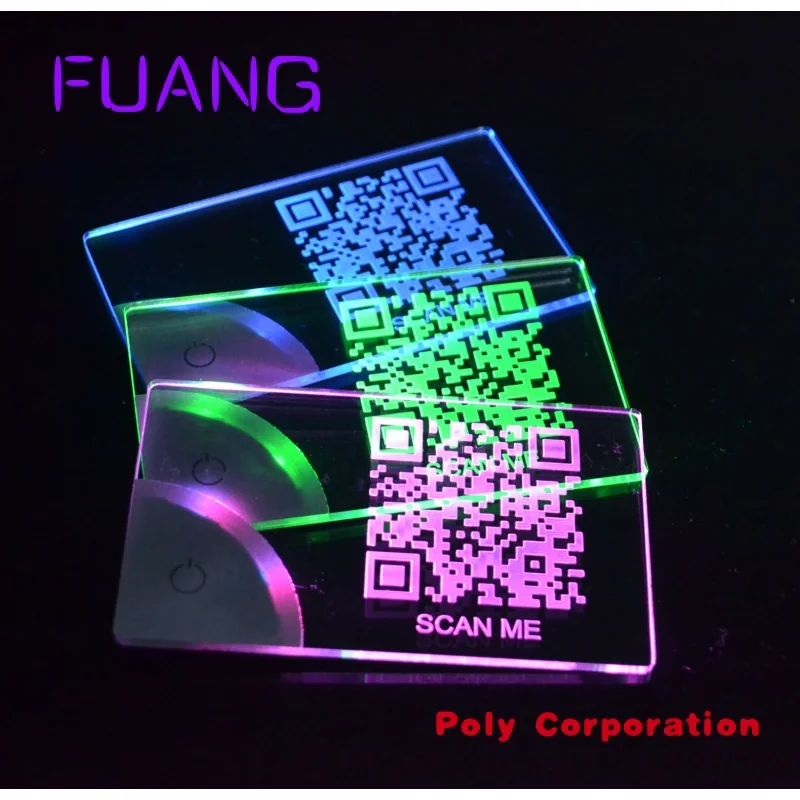 New Product Flashing Glowing Led Customized Light Up Name Card Advertising Acrylic led luminous business card for Promotional