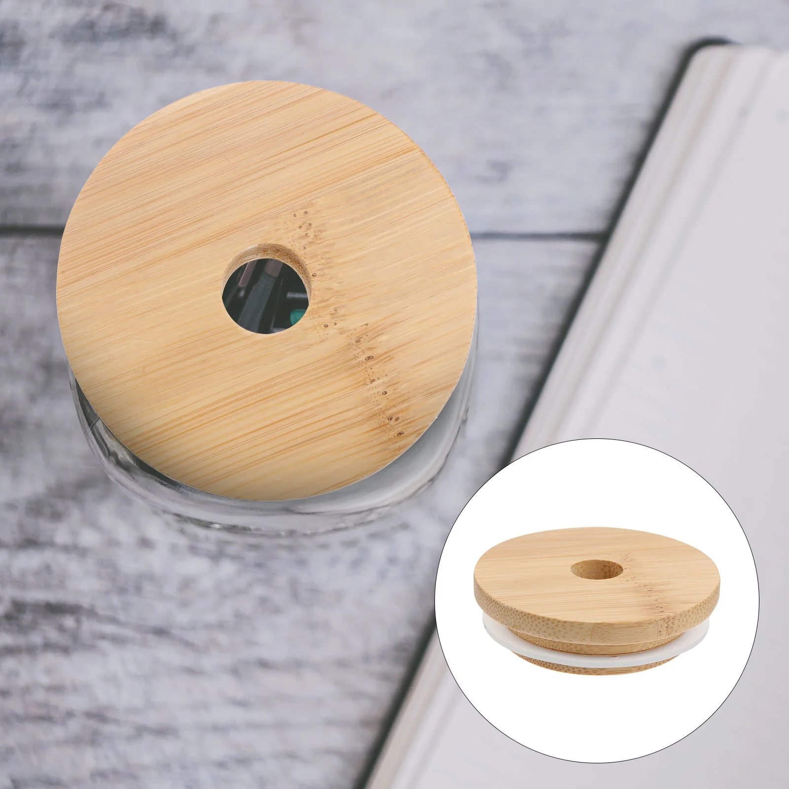 

Jar Lids Hole: 8pcs Wide Mouth Canning Jar Lid with Hole Reusable Caps Glass Canning Drinking Bamboo Tumbler Lid