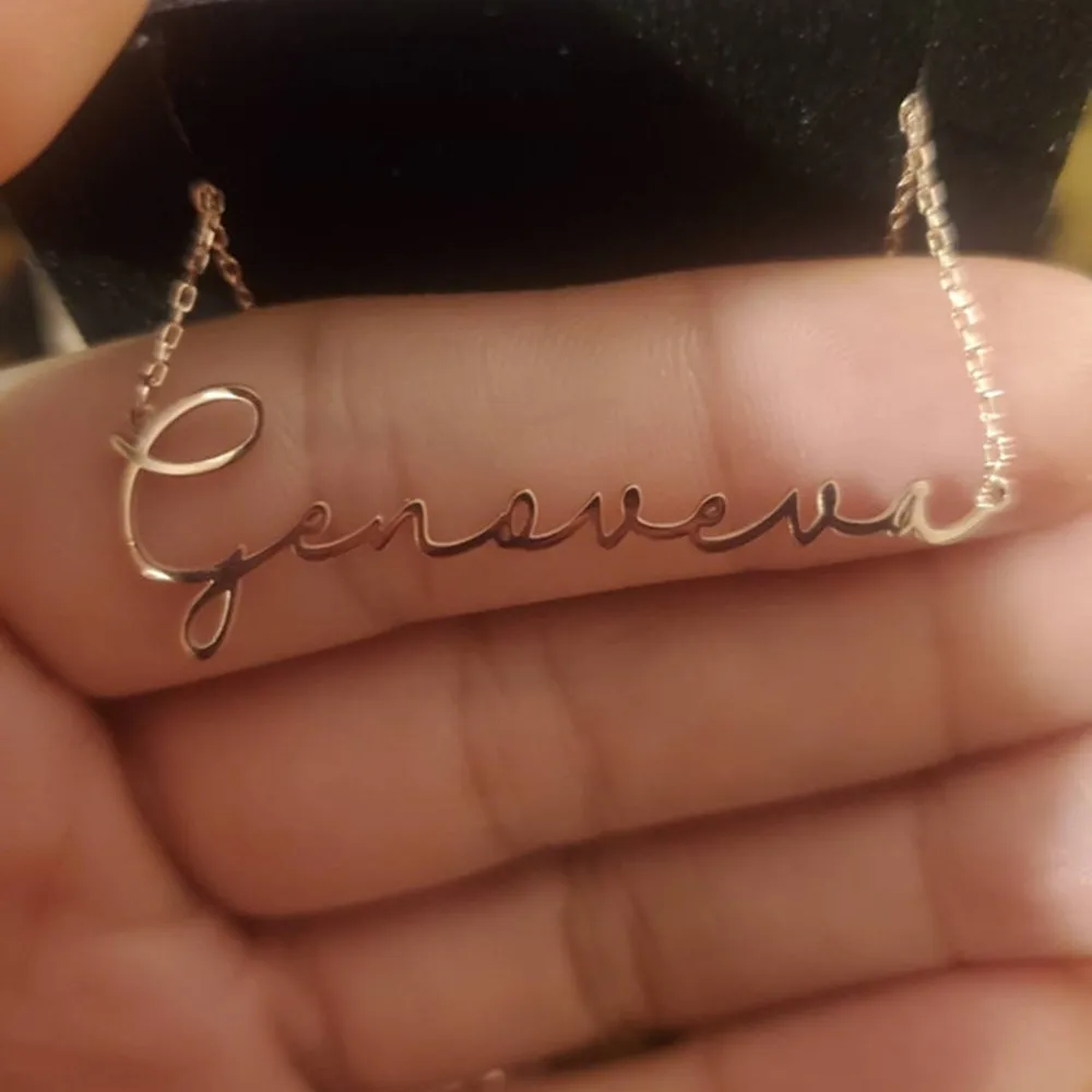 

Custom Handwritten Name Necklace Stainless Steel Jewelry For Woman Customized Collier Femme Chain Christmas Gift