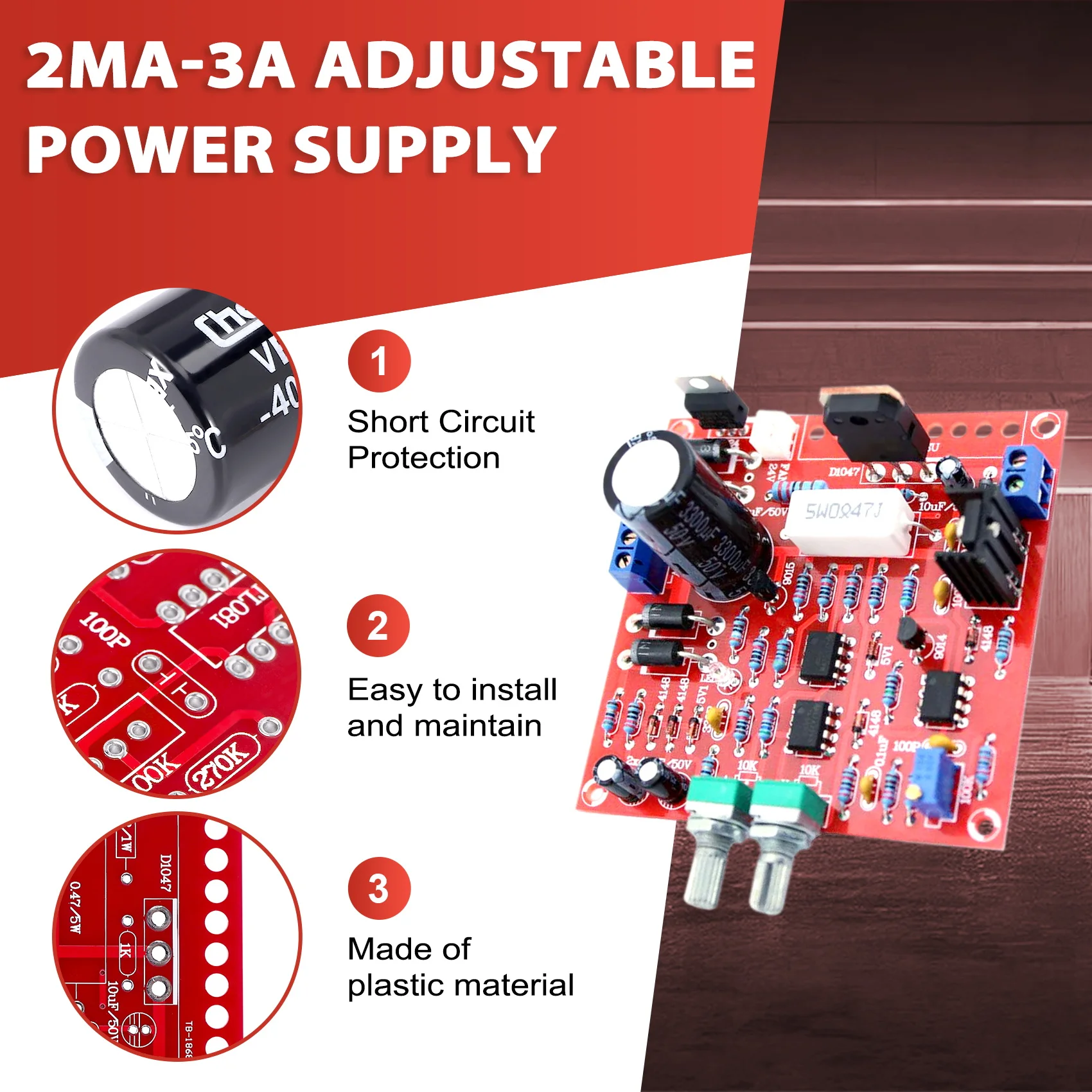 Регулируемый источник питания постоянного тока 0-30 в 2mA-3A комплект для