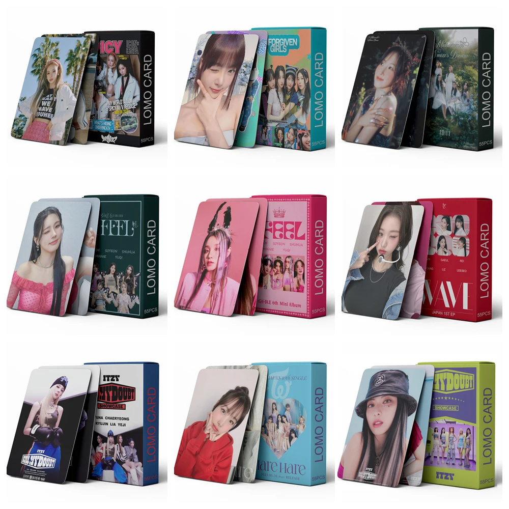 

55pcs Kpop Girls Photocards Lomo Cards GIDLE IVE TWICE ITZY NMIXX LE SSERAFIM Album Photo Cards Set