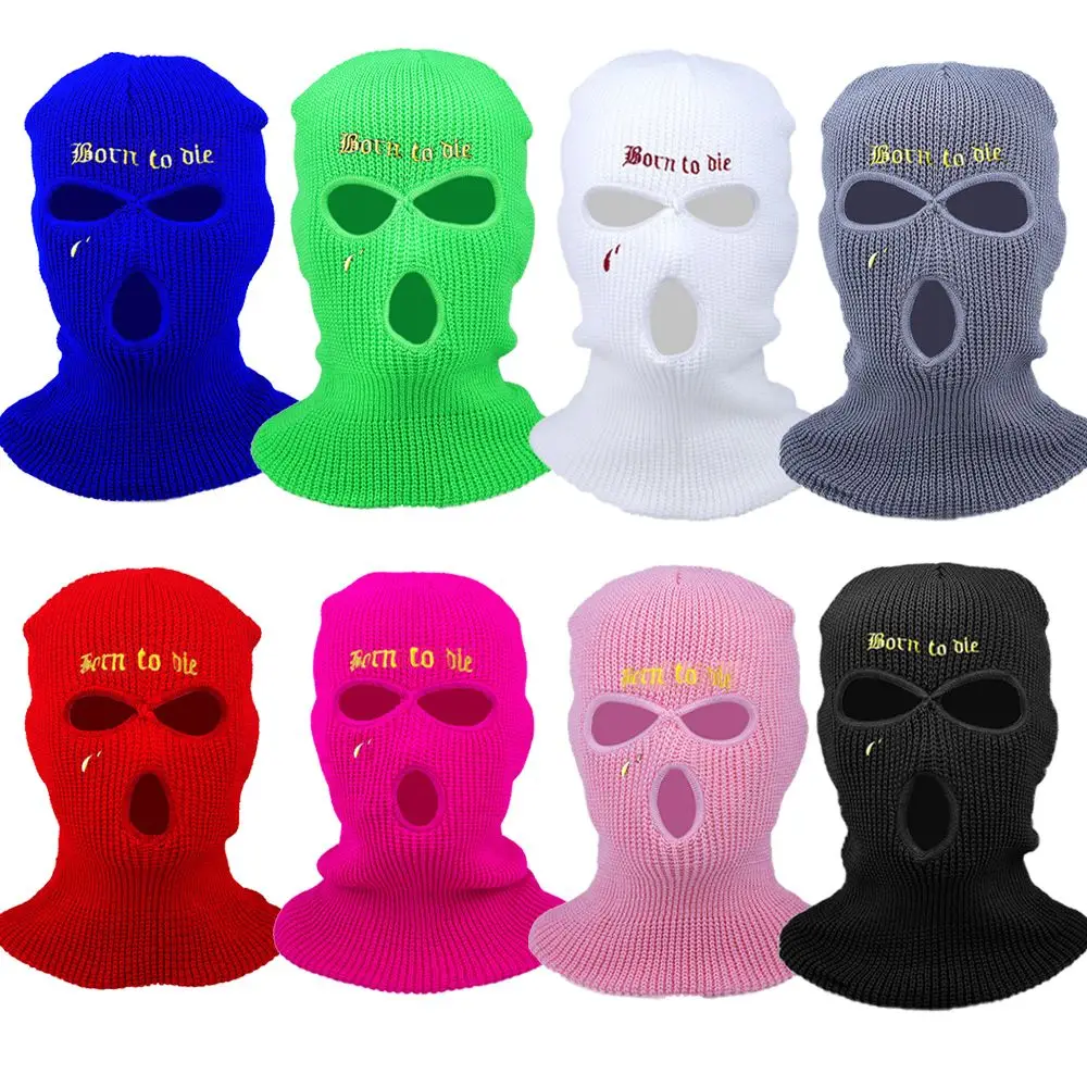 

Winter Cycling Knitted Windproof Full Face Cover Ski Mask Neck Warmer 3 Hole Balaclavas