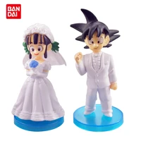 2pcsset 7 5 9cm dragon ball son goku chichi wedding dress figurine pvc collectible figure toys model doll