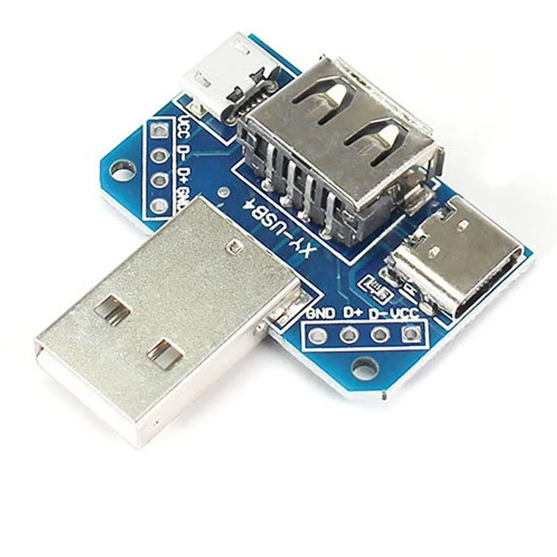 

USB Head Switchboard Male USB Connector to Type-c Micro Female USB 2.54-4P Transfer Test Board USB Adapter Plate XY-USB4 Module