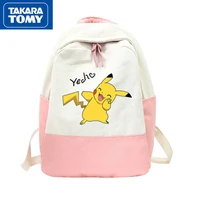 takara tomy cute pikachu new boys and girls anti splashing large capacity backpack student cartoon simple canvas school bag