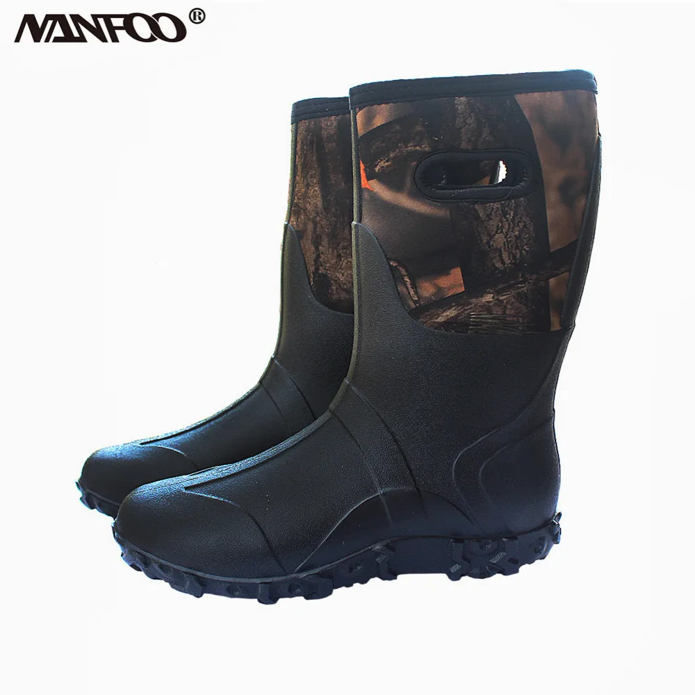 Waterproof Neoprene High Rain Boots Keep Warm Anti-Slip Fishing Shoes High Quality Bionic Camouflage Hunting High Boots