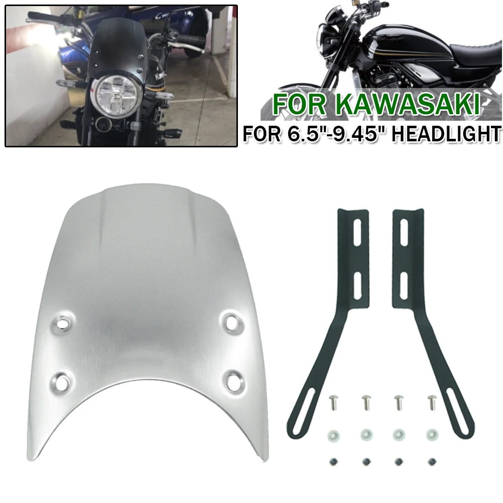 

Motorcycle Adjustable Windshield Wind Deflector Visor For 6.5"-9.45" Headlight For Kawasaki W650 W400 For Ducati For Monster 600
