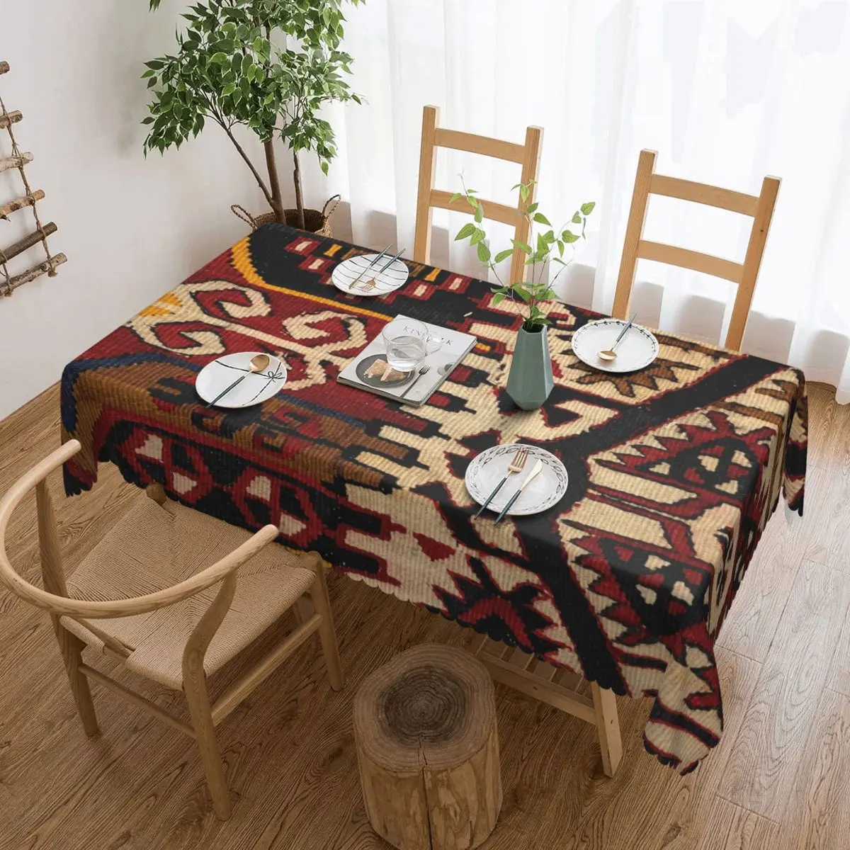 Rectangular Tablecloth Tablecloth Fit 40"-44" Table Cloth Navajo Pattern Ethnic Retro Tribal Table Covers