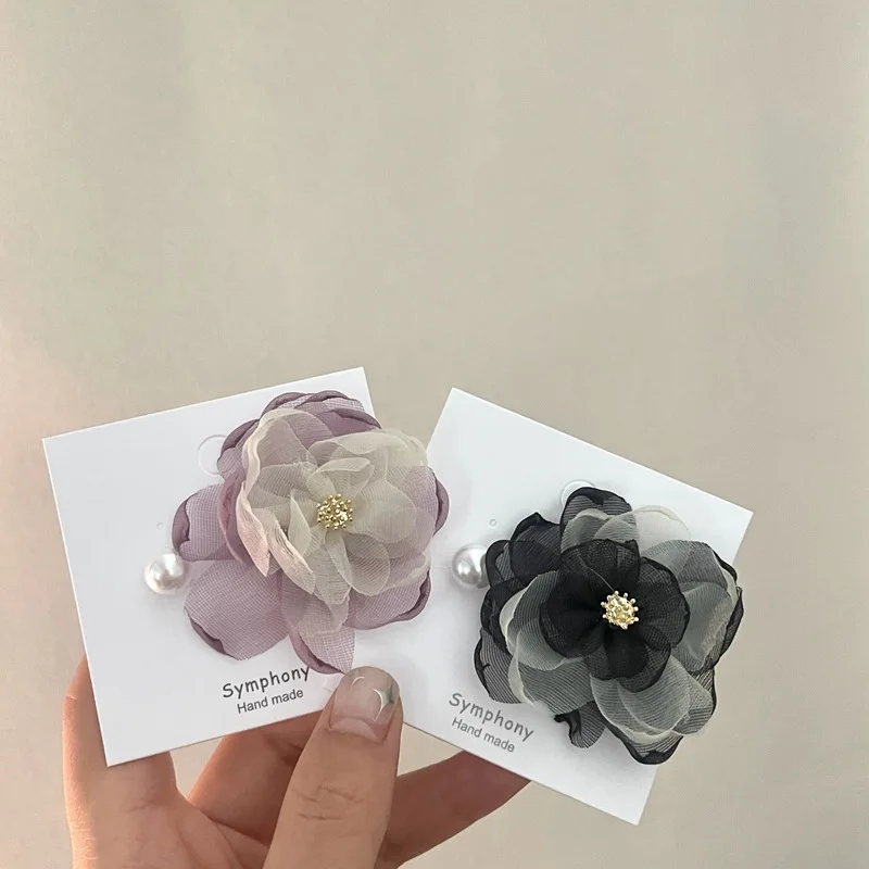 

Women's Elegant Yarn Flower Earring Classic Korean Fashion Earrings Exquisite Trendy Charm Jewellery Delicate Vintage Jewelry