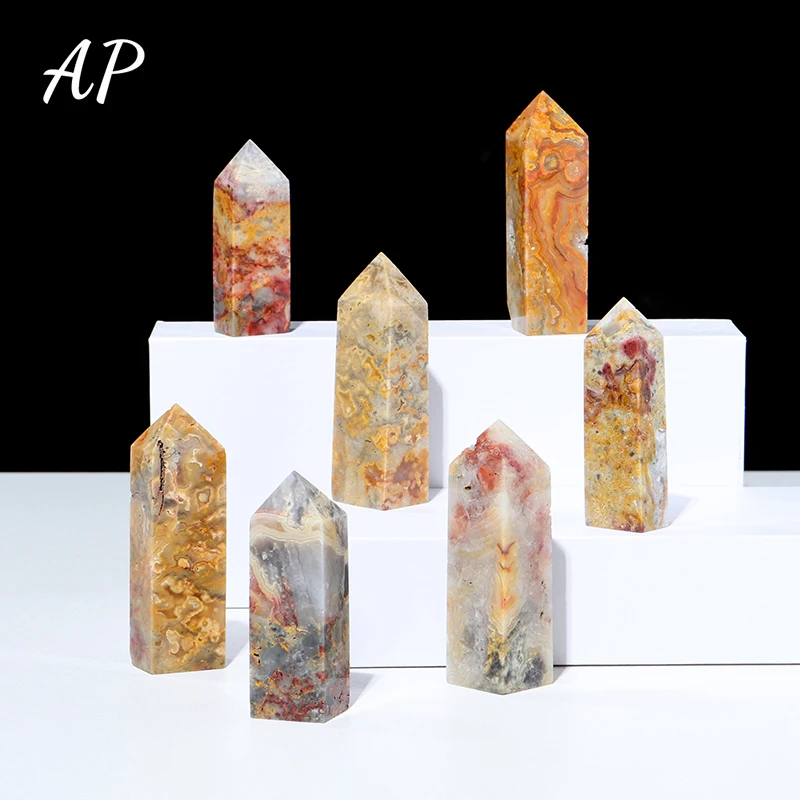 

1pc Natural Crystal Magic Wand Crazy Agate Four Pillar Healing Quartz Tower Gem Decorative Energy Gift