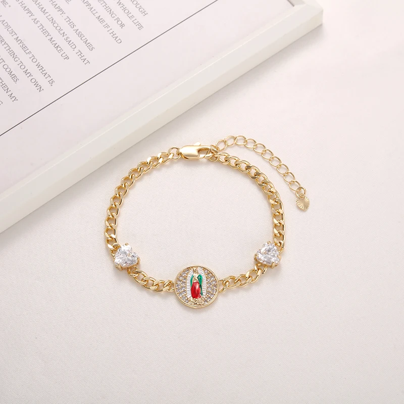 Серая Птица Сердце Циркон Дева Мария мама женские модные религиозные браслеты