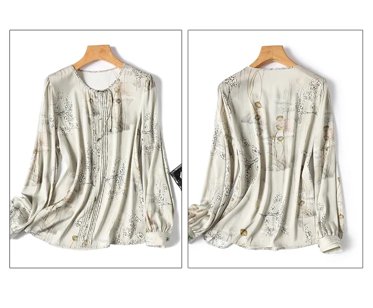 Шифоновая женская рубашка летняя винтажная блузка с принтом трендовая
