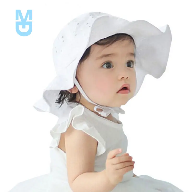 

New Toddler Infant Baby Girl Outdoor Bucket Lace up Hat Summer Sun Beach Bonnet Beanie Cap Sun Beach Cotton Hat