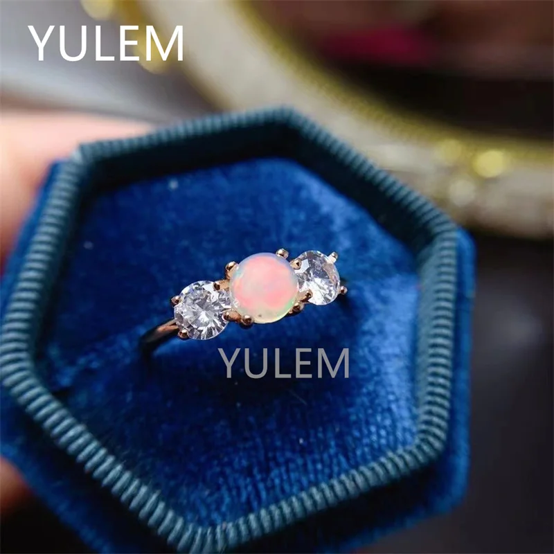 

Простое кольцо с кабошоном, кольцо с натуральным опалом 5 мм, 18 карат, розовое золото, серебро 925 пробы, ювелирные изделия с опалом