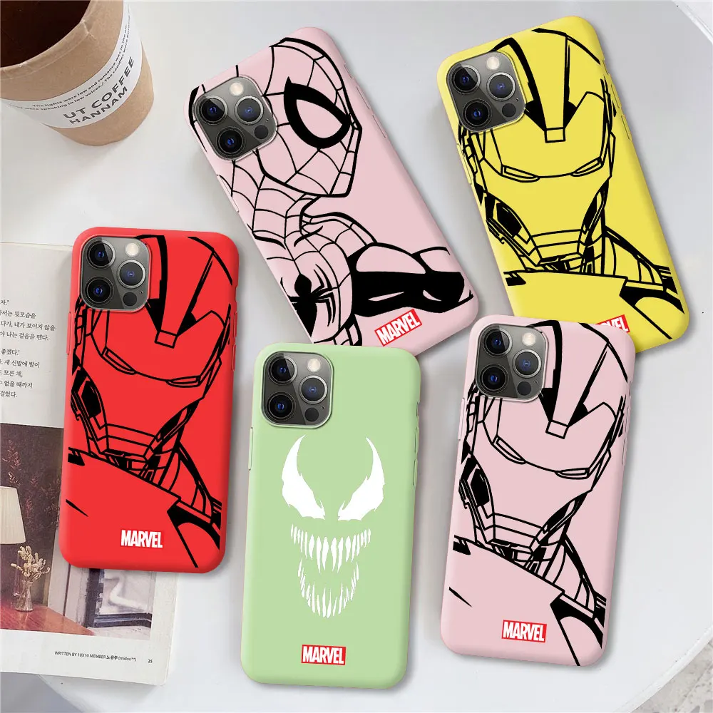 

Marvel Coque Spider-Man Iron Man Case For iPhone 14 13 12 11 Pro Max Mini XS Max XR X 7 8 6 6S Plus 5 5S SE Venom Face Funda
