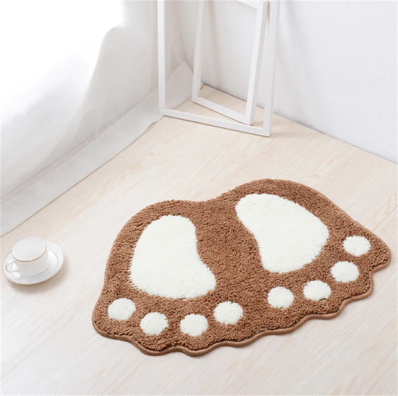 

Cute Foot Shape Top Grade Soft Mat Nordic Floral Creative Water Absorbtion Floor Mat Bathroom Absorbent Foot Mat Door Mat