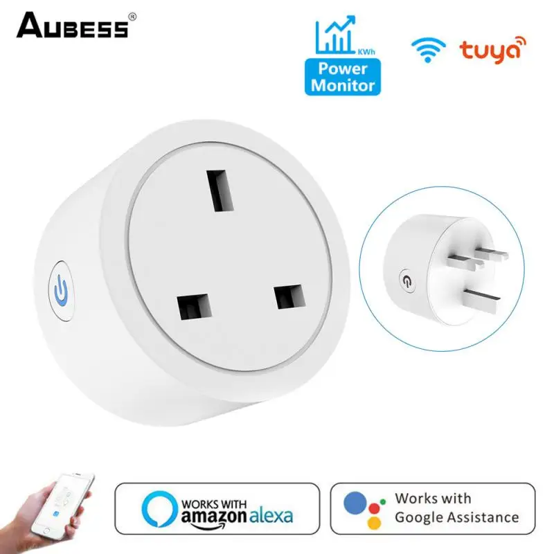 

Умная розетка Aubess стандарта Великобритании, 16 А/20 А, умная розетка с Wi-Fi, голосовое управление Alexa Google Home, для приложения Tuya Smart Life