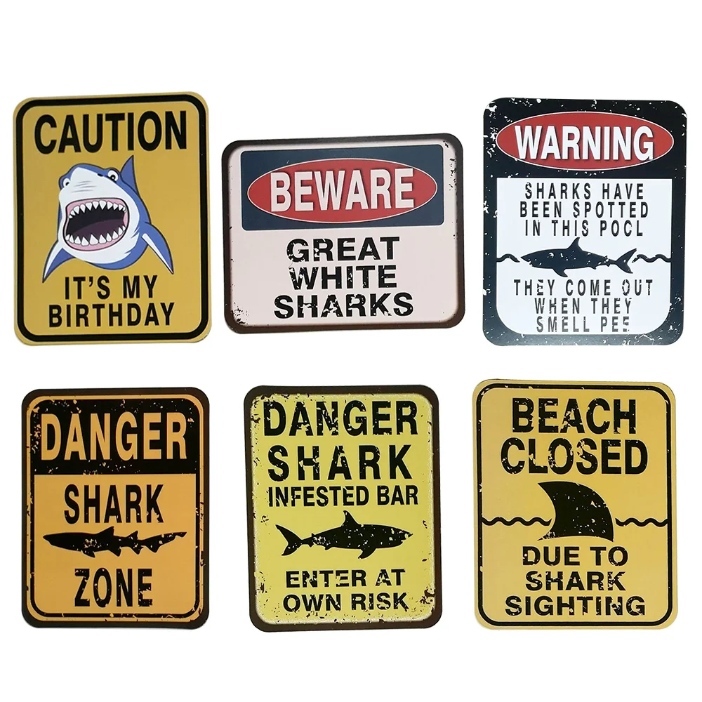 

6pcs 16x20cm Shark Birthday Decorations Signs Paper for Baby Shower Ocean Theme Zone Party Supplies Under the Sea Decor