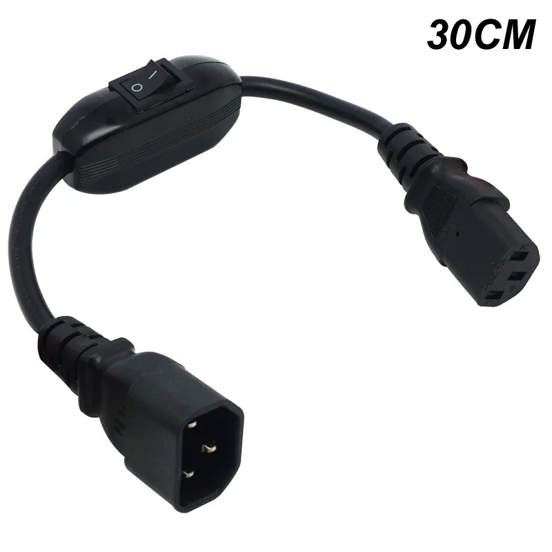 

30CM C14-C13 Extension Power Cord IEC 320 C13 Female to C14 Male with 10A On/Off Switch Power Adapter Cable PC Computer