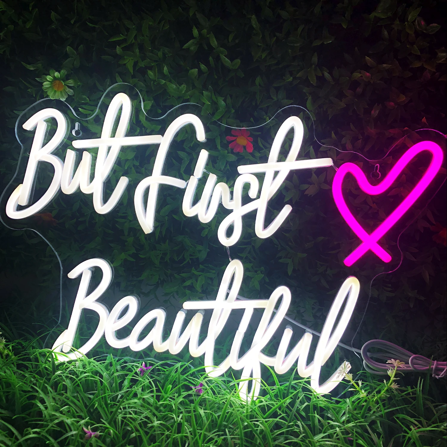 But First Beautiful Neon Signs with Love Wall Signs Led Neon Light up Lamp for Wedding Party Birthday Gifts Bar Girls Room Decor