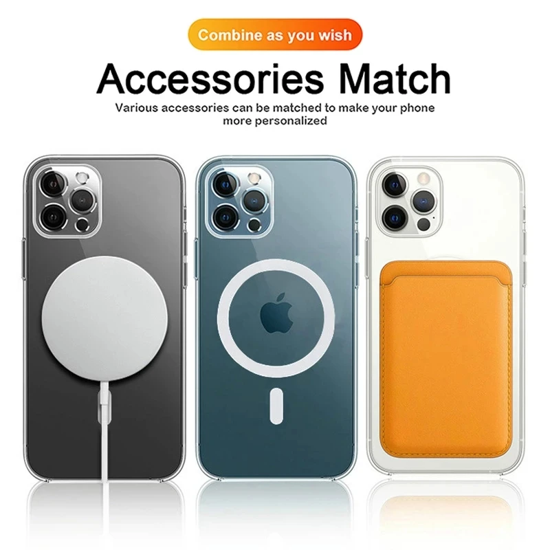 New For iPhone 14 14Pro 14Pro Max 14Max Transparent Magnetic Phone Case MagSafe Wireless Charging Phone Case