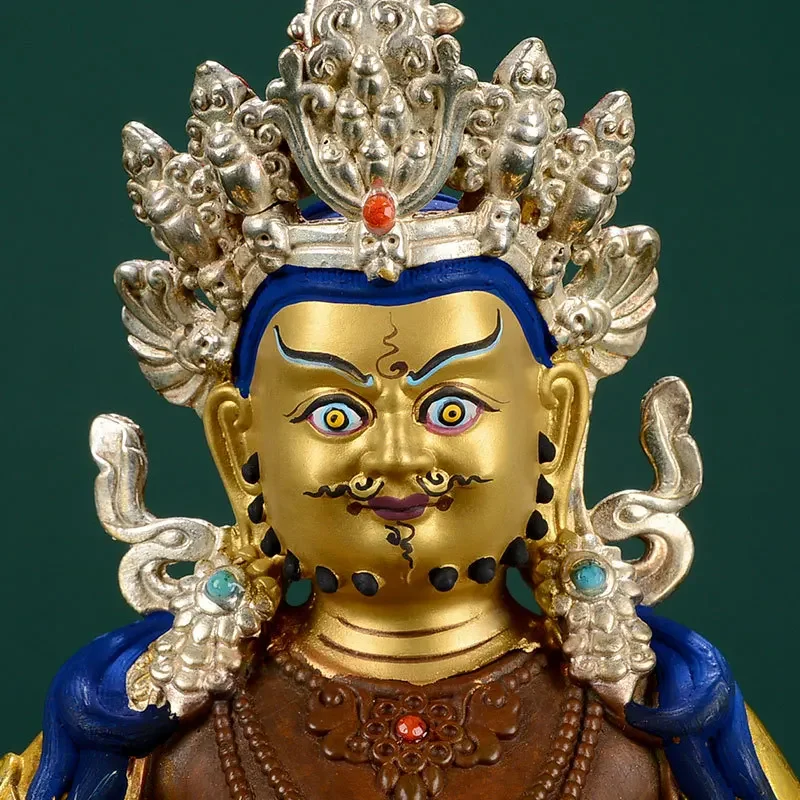 21 см Золотая Чистая Медь Желтый Джамбала Резьба Буддийская Транзический Храм