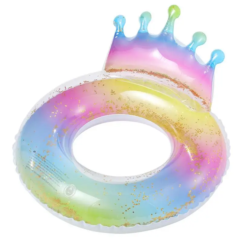 

Crown Swimming Ring Inflatable Pool Tube Float With Sequins Crown Water Circle Swim River Float Tube Glitter Swim Tube Swimming