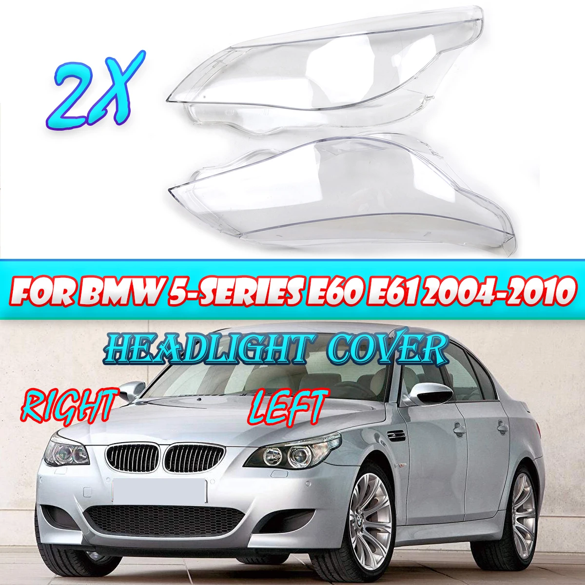 

Car Headlamp Shade Headlight Clear Lens Shell Cover Fit For BMW E60 E61 525I 530I 545I 550I 2003-2010 Replaceable Accessories