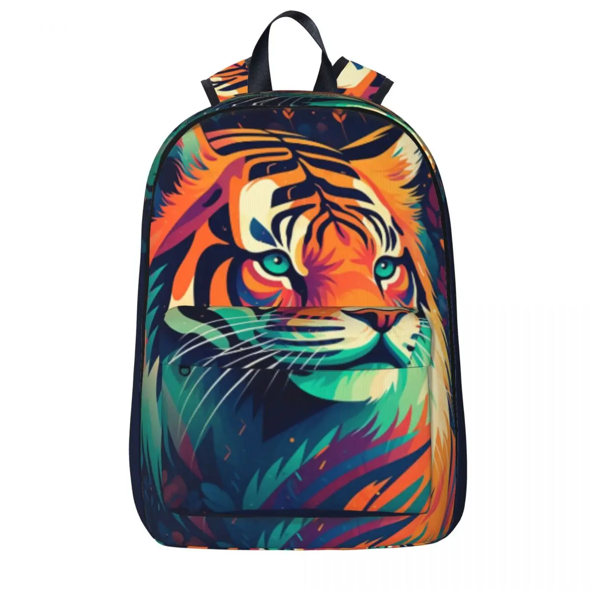 

Tiger Backpack Student Colorful Illustration Vibrant Durable Backpacks Polyester Novelty School Bags Travel Custom Rucksack