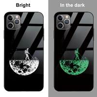 astronaut planet luminous tempered glass case for iphone 13 pro max mini 12 11 pro max x xr xs max 7 8 6 plus se 2020 back cover