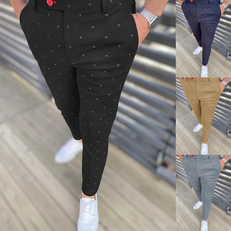 

Trousers For Men Casual Pants Printed Classic Fashion Business Slim Fit Straight Clothing Men's Pants 2022 Newest Design Trouser