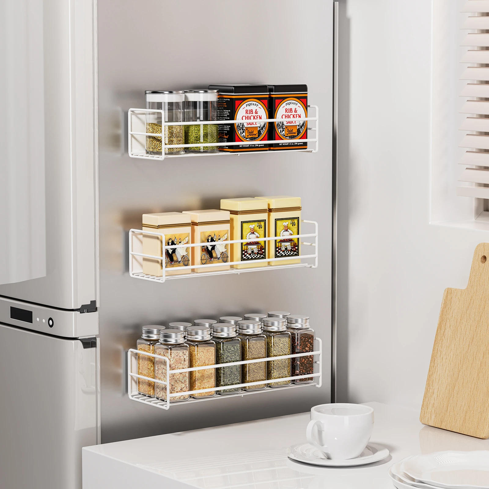 3 шт. магнитные металлические полки для холодильника