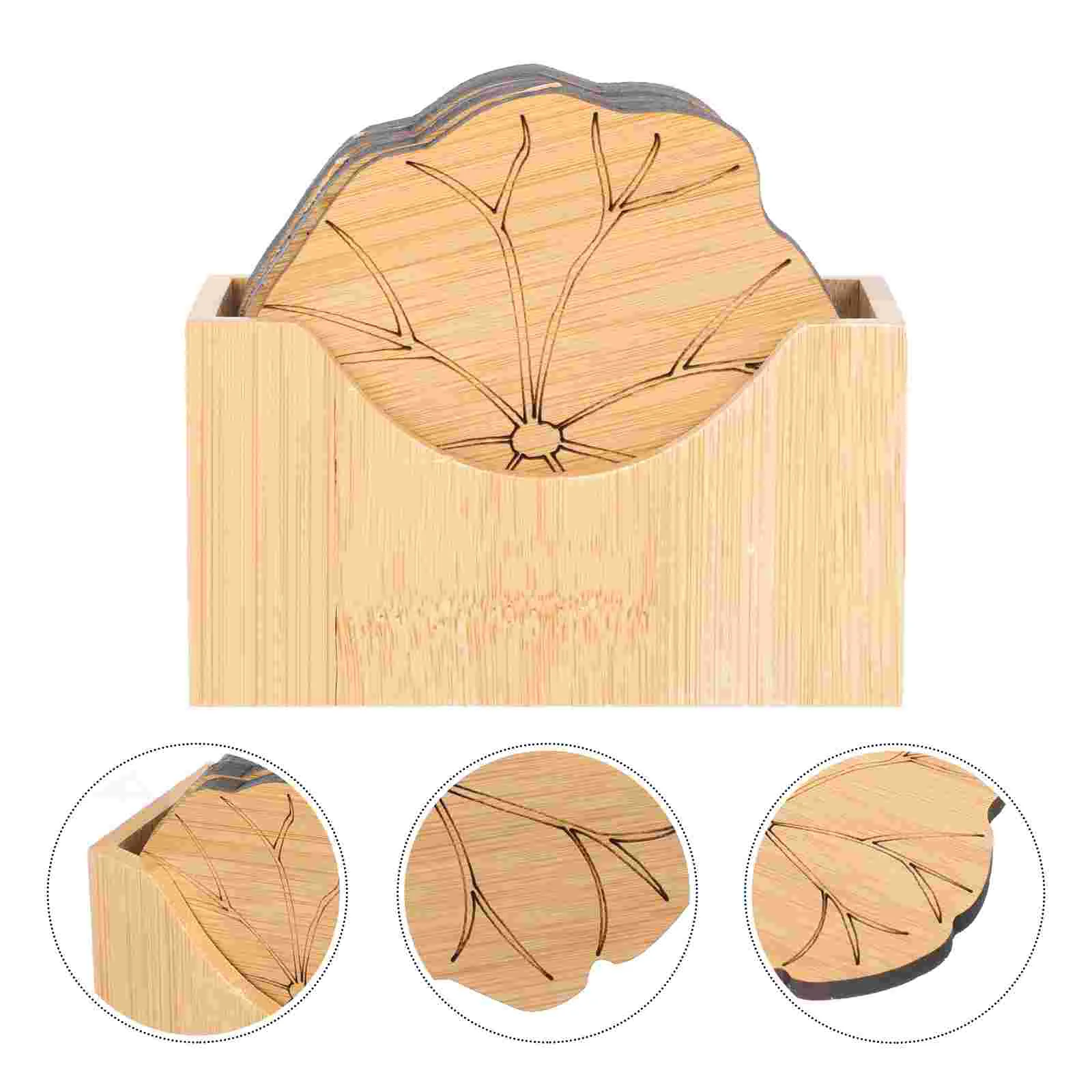

1 Set Bamboo Coaster Lotus Leaf Pattern Cup Cushion Creative Bamboo Cup Cushion