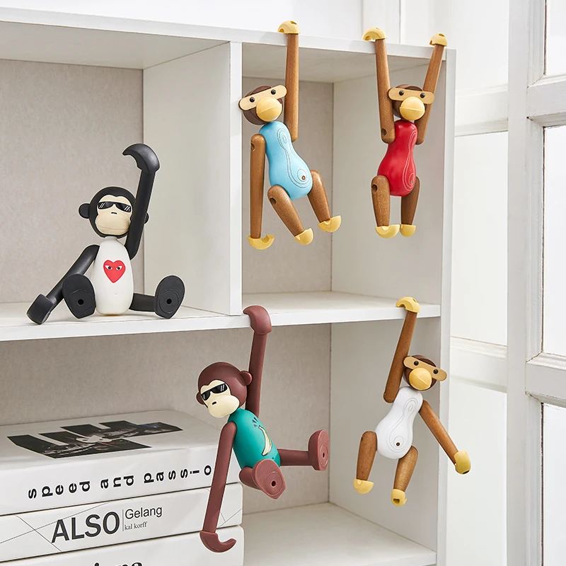 

Nordic Home Accessories Monkey Decoration Wooden ins Creative Cute Desktop Bedroom Shelf Bookcase Jewelry
