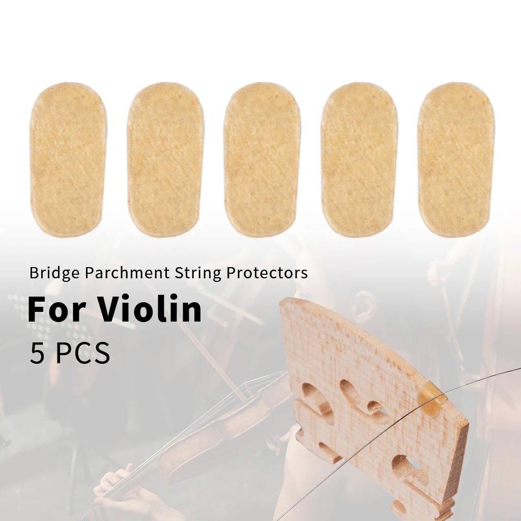 

5PCS Violin Fiddle Bridge Lamb Skin String Protectors For E String Violin Viola Gluing Under E-string Bridge Cutting Protection