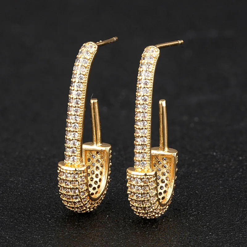 

Zlxgirl Luxury brand full around mirco paved zircon pin earring jewelry of women gift fashion Women's wedding stud earing brinco
