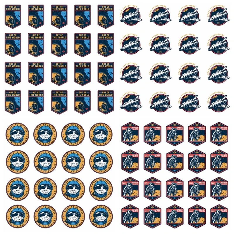

10Pcs/Lot Rocket Patch UFO Astronaut Thermo Sticker On Clothes Patches For T-Shirt Iron On Transfer For Clothing Thermal Stripe