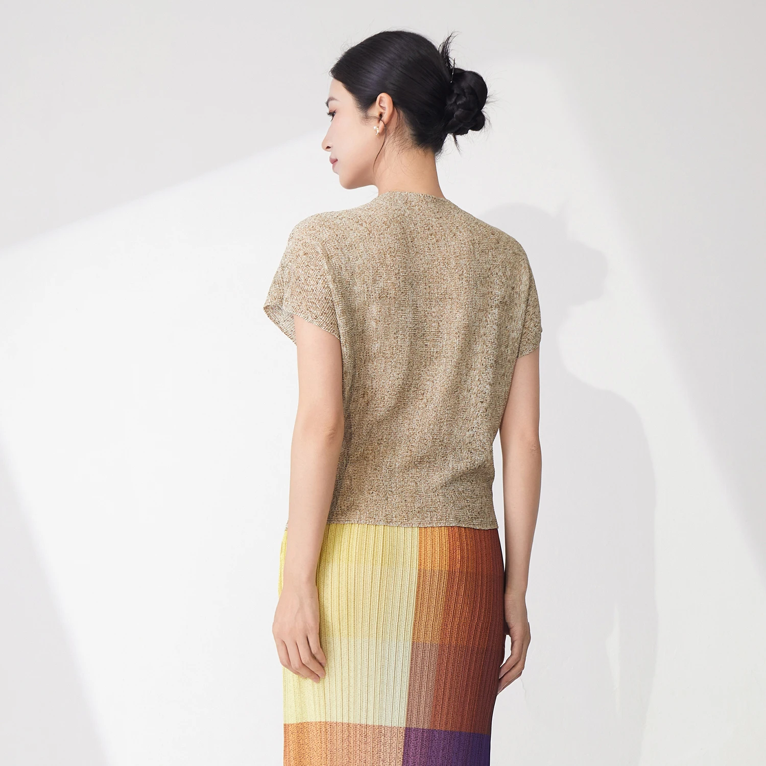 Женские модные топы, однотонная футболка с принтом, плиссированная рубашка Issey Miyake (art.: 3920ce1edd682) - 3920ce1edd682
