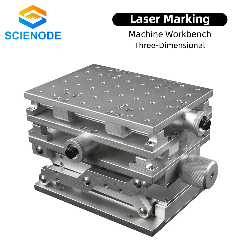 Scienode 3D Laser Marking Machine Workbench XYZ Axis 210x150x150mm Adjustable Height 150-275mm for Fiber Laser Machine