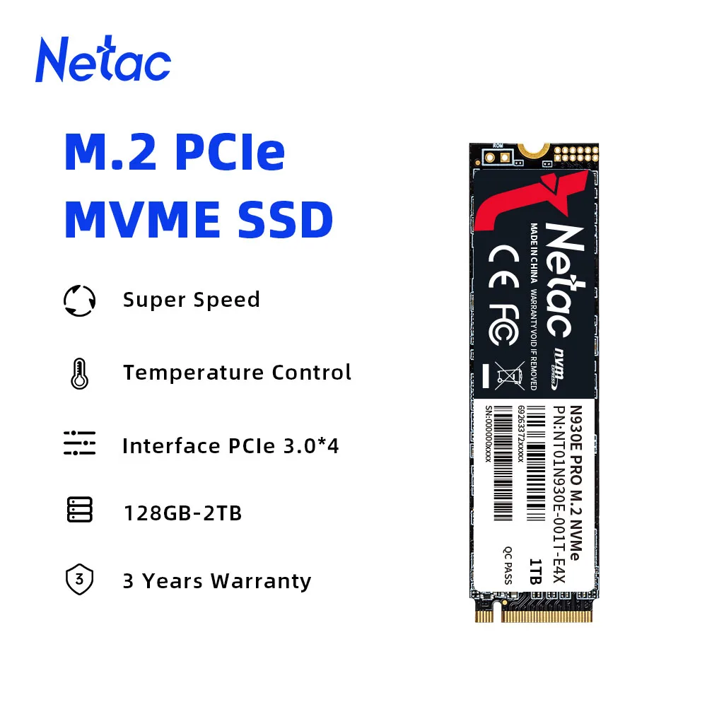 Твердотельный накопитель Netac M.2 SSD 128 ГБ 256 512 NVME 1 ТБ 2280 PCIe внутренний жесткий диск HDD