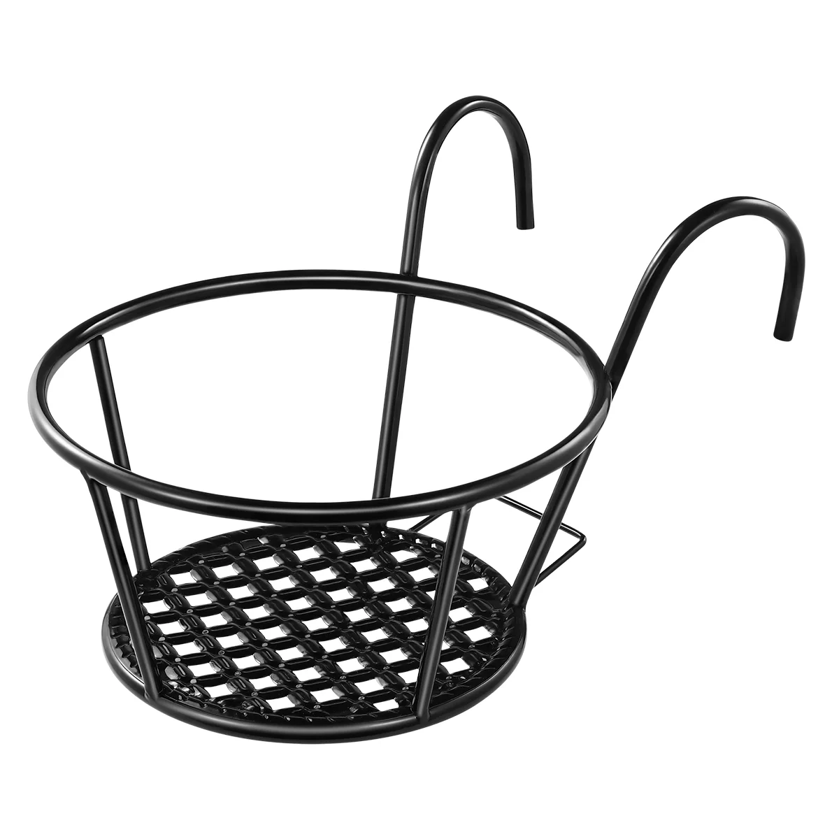 

Hanging Railing Planters Flower Pot Holder Metal Potted Stand Mounted Round Baskets for Indoor& Outdoor Use- 1PCS- Black