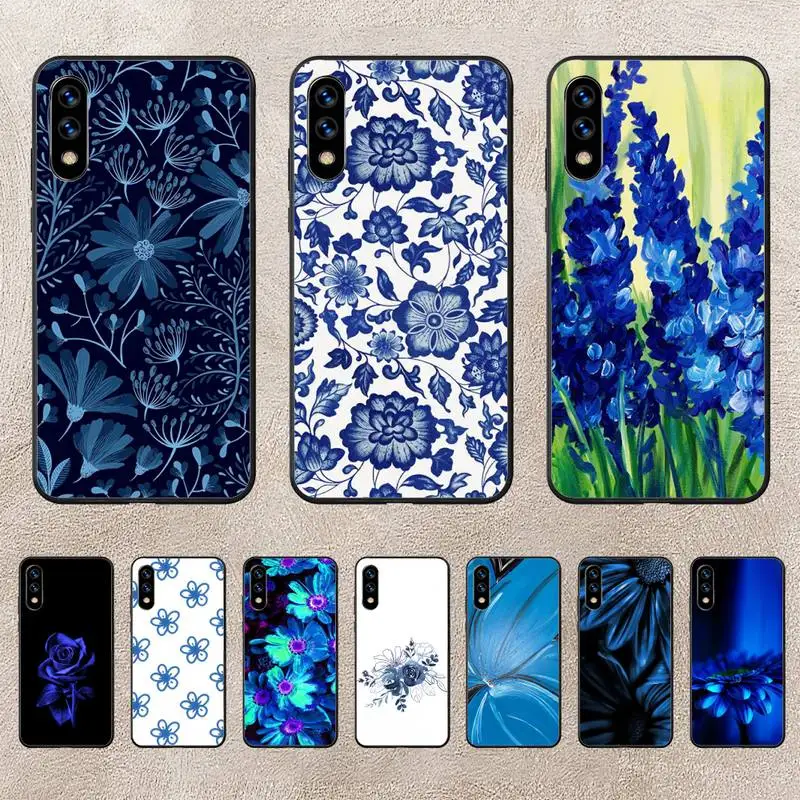 

Art Wavy Blue Flower Phone Case For Huawei G7 G8 P7 P8 P9 P10 P20 P30 Lite Mini Pro P Smart Plus Cove Fundas