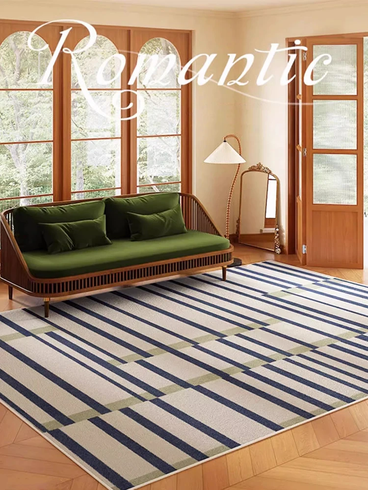 Художественный клетчатый ковер в стиле ретро удобный простой уходе прикроватный
