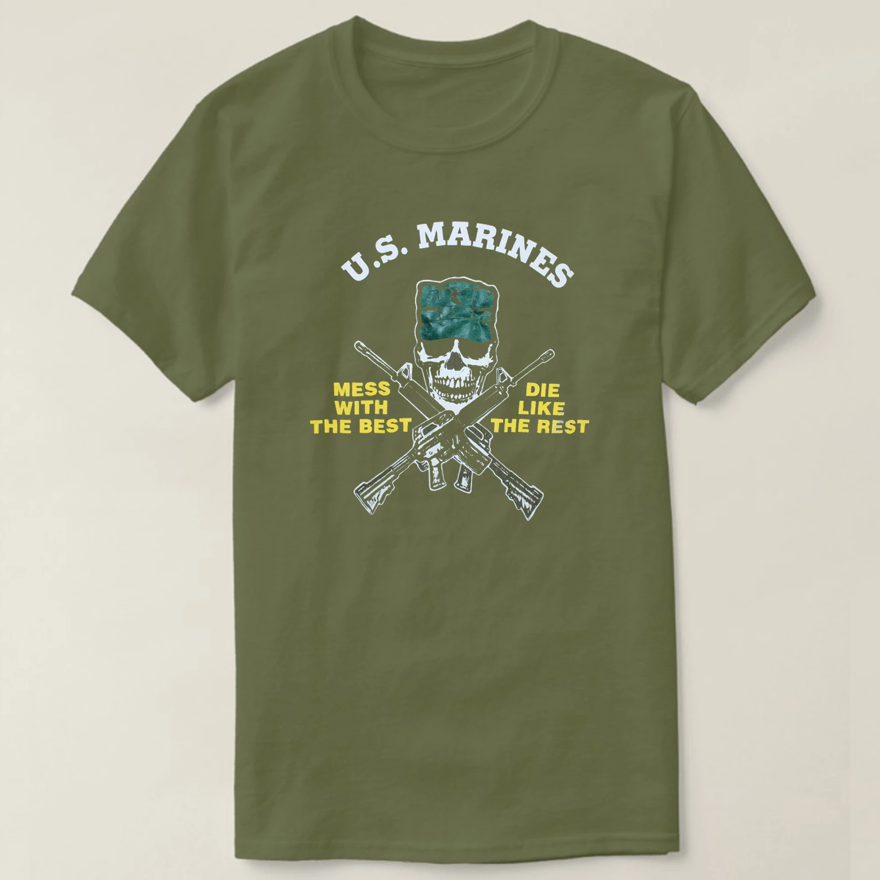 

"MESS WITH THE BEST, DIE LIKE THE REST" US MARINES T-Shirt 100% Cotton O-Neck Summer Short Sleeve Casual Mens T-shirt Size S-3XL